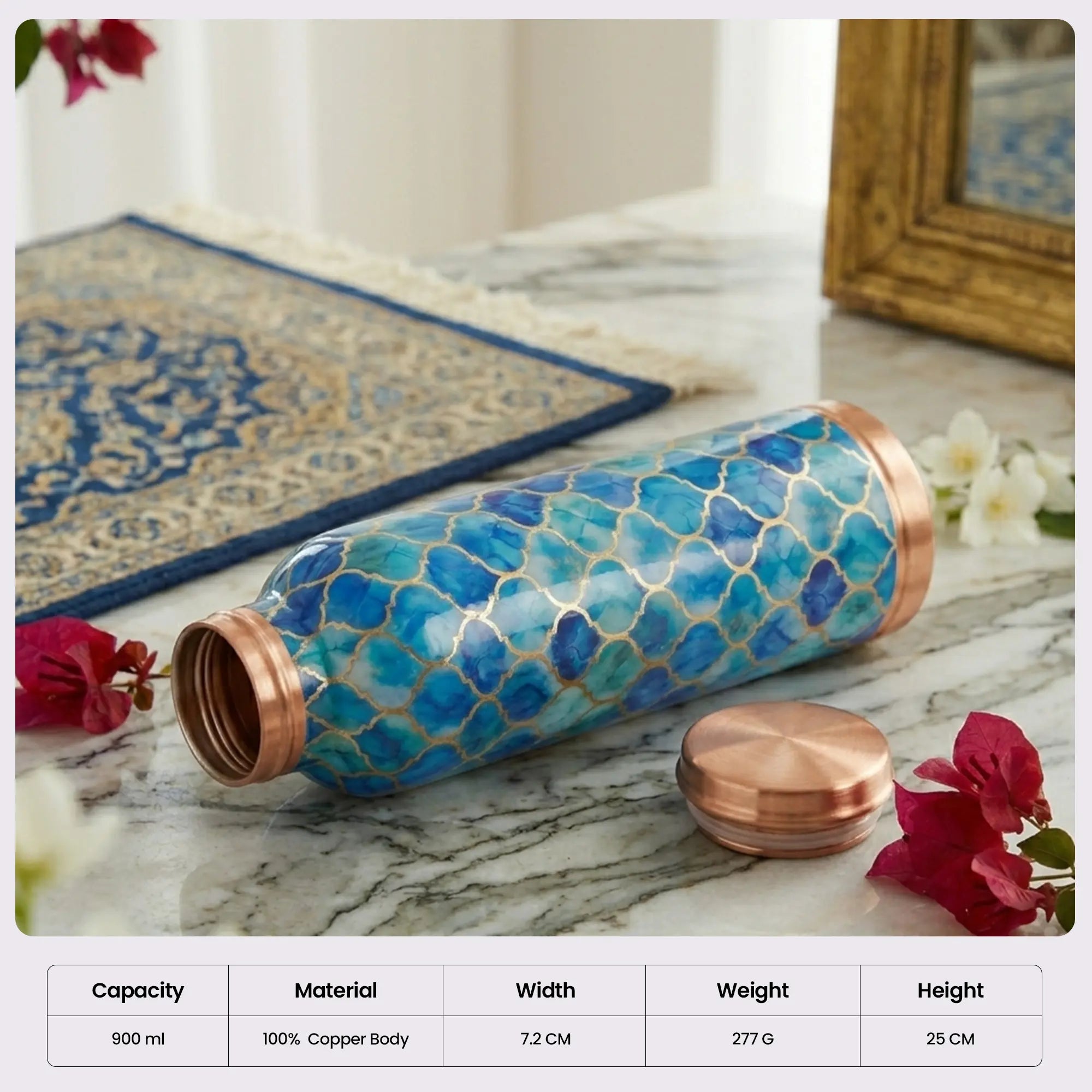 Oceanic Blue Moroccan Copper Bottle