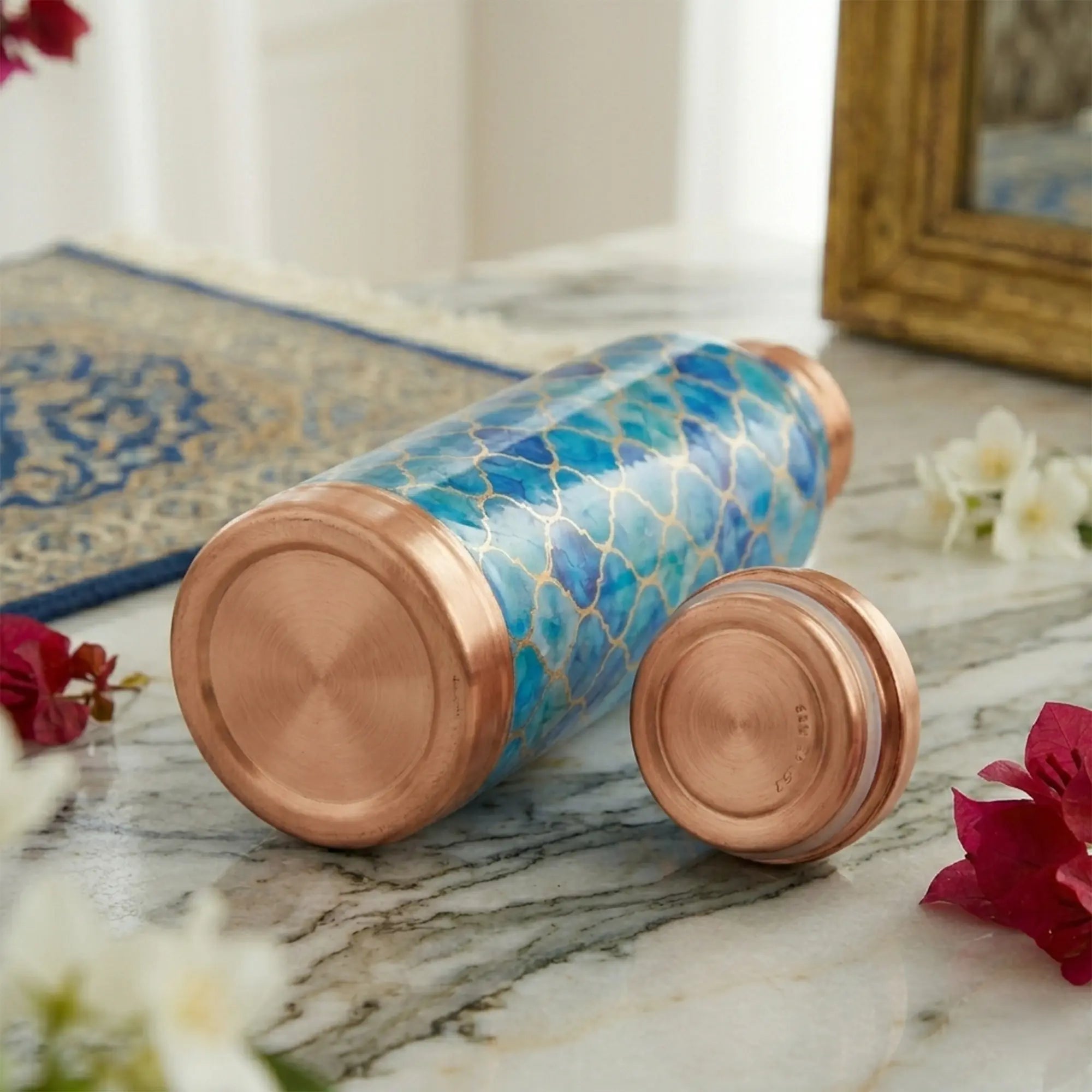 Oceanic Blue Moroccan Copper Bottle