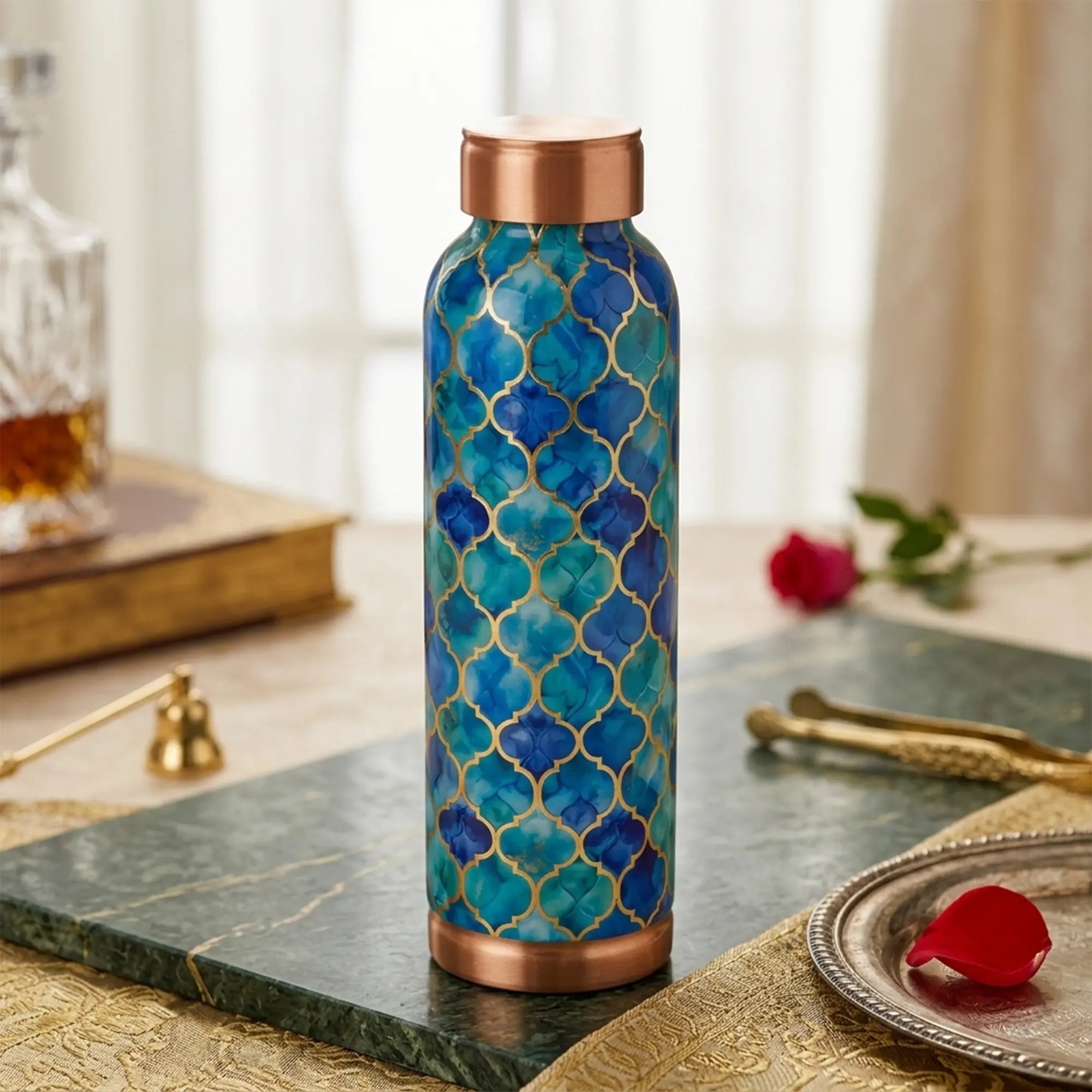 Oceanic Blue Moroccan Copper Bottle