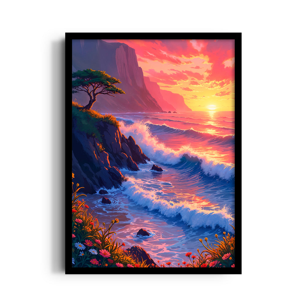 Crimson Tide Coastal Sunset - Landscape Modern Wall Art