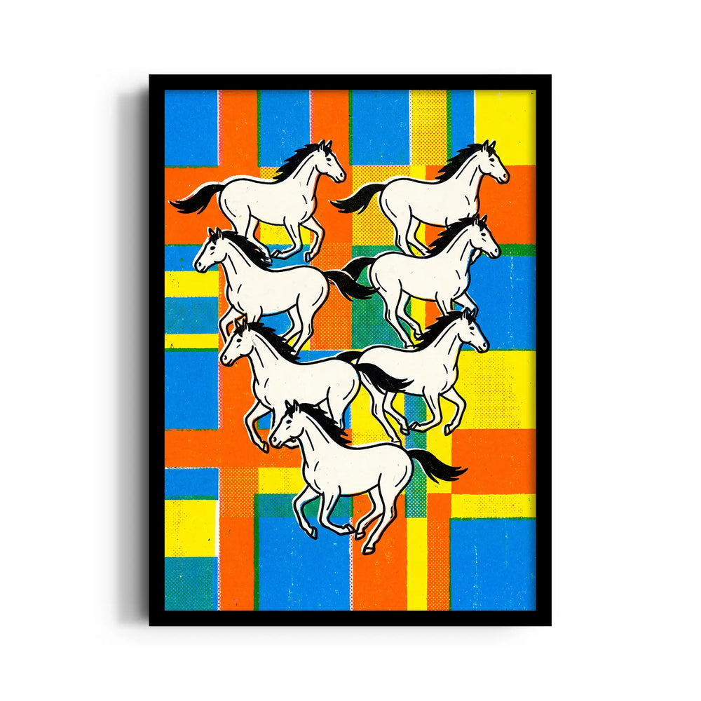 Geometric Vitality — 7 Horses Vastu Art