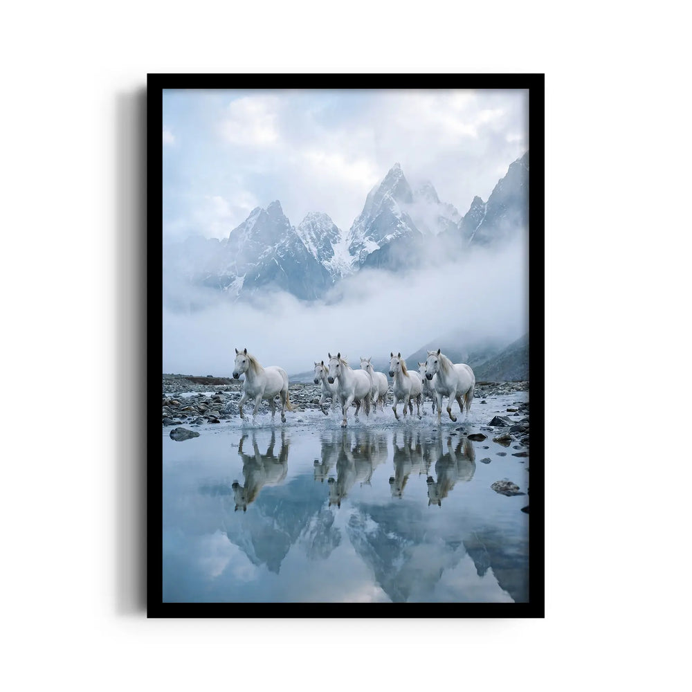 Alpine Reflection Surge — 7 Horses Vastu Art