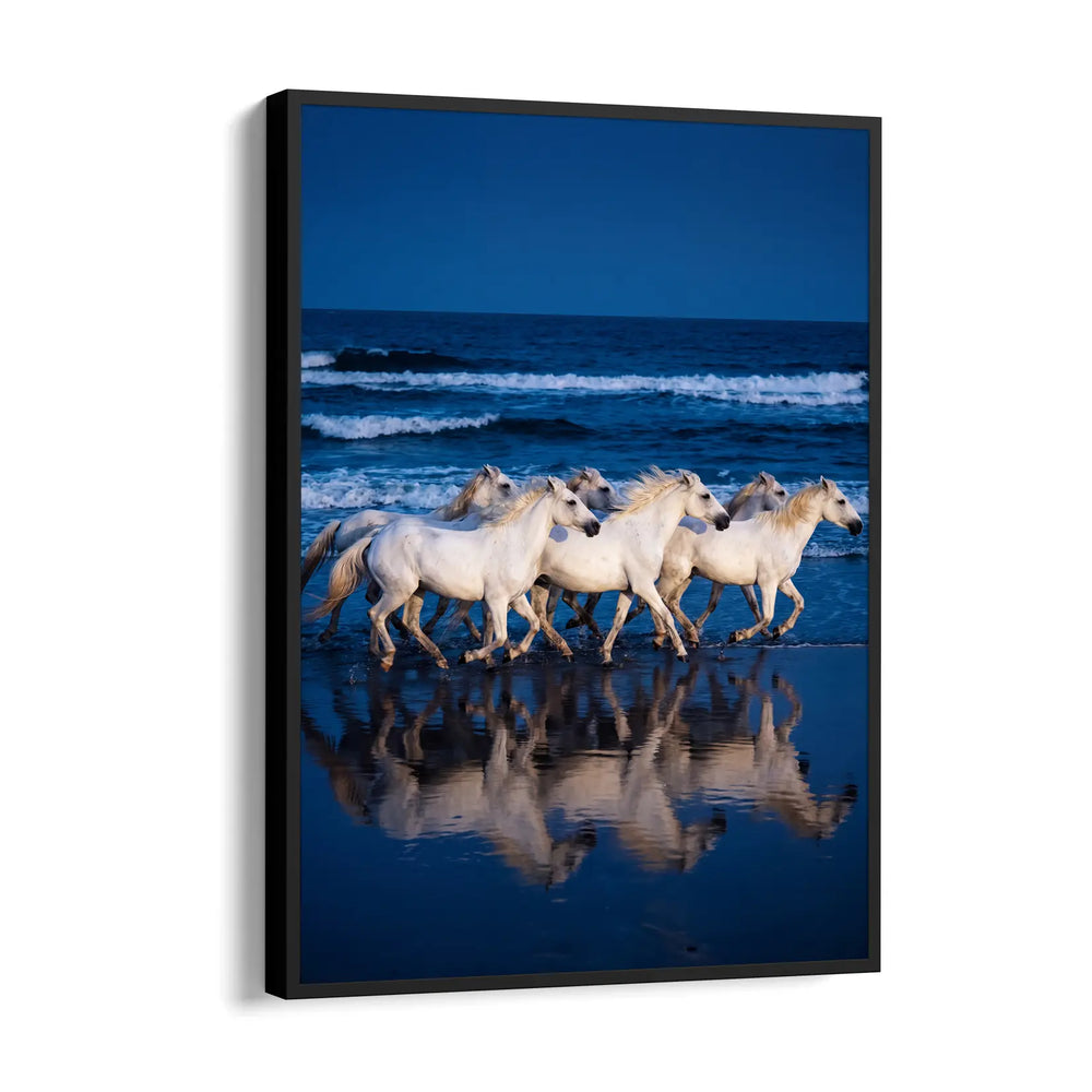 Cobalt Wave Gallop - 7 Horses Wall Art