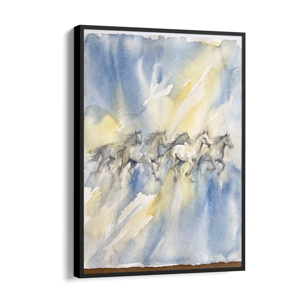 Watercolor Sky Motion — 7 Horses Vastu Art