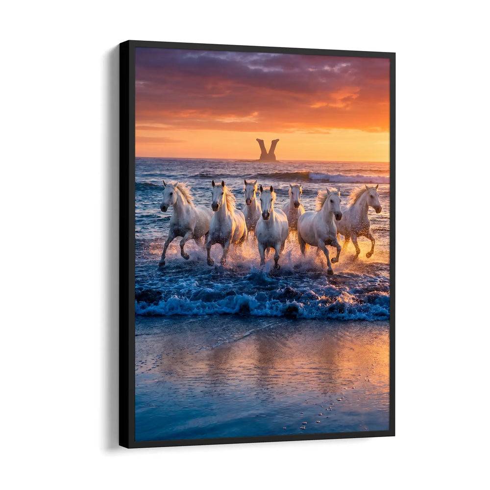 Majestic Shoreline Sprint - 7 Horses Wall Art