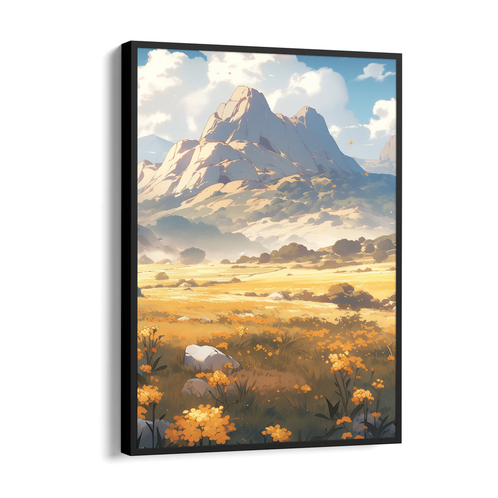 Golden Meadow Mountain Vista – Landscape Modern Wall Art - Pillow Fights