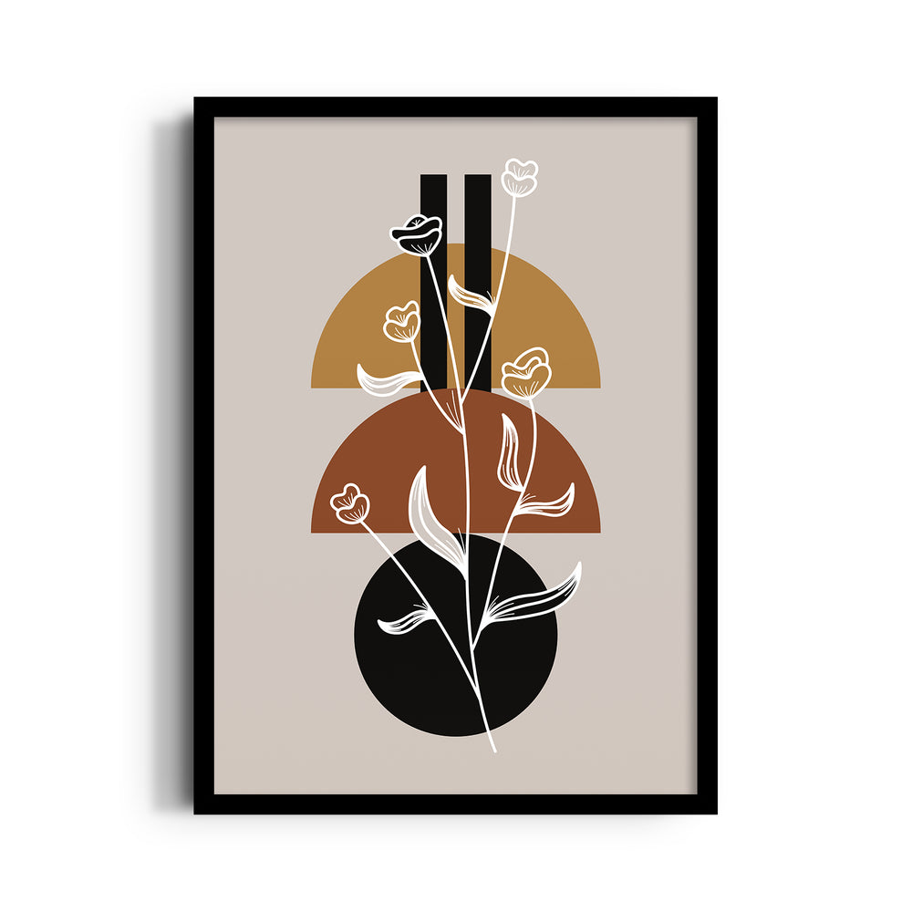 Boho Geometric Floral Contrast - Boho Modern Wall Art