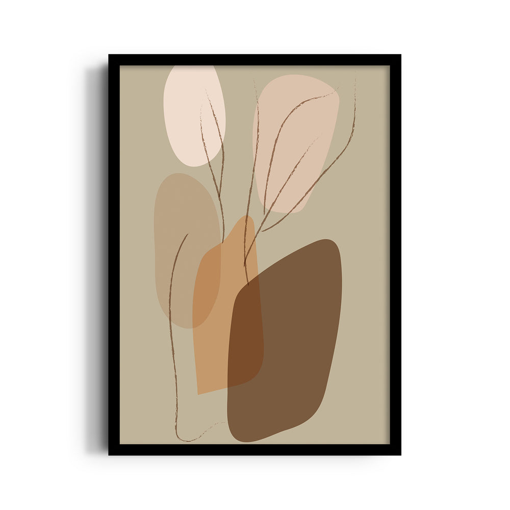 Boho Earthy Abstract Leaves – Boho Modern Wall Art