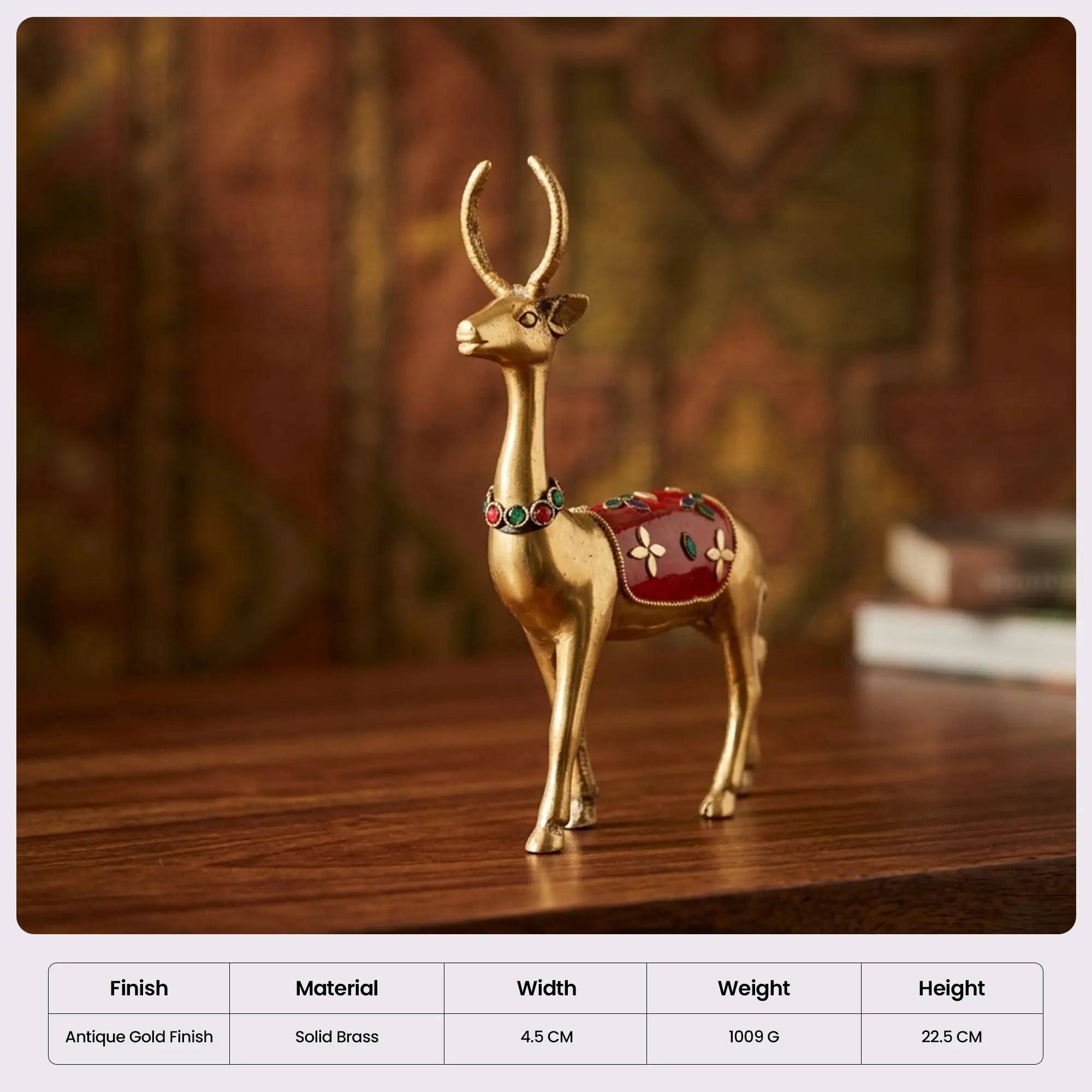 Standing Royal Brass Deer with Stonework