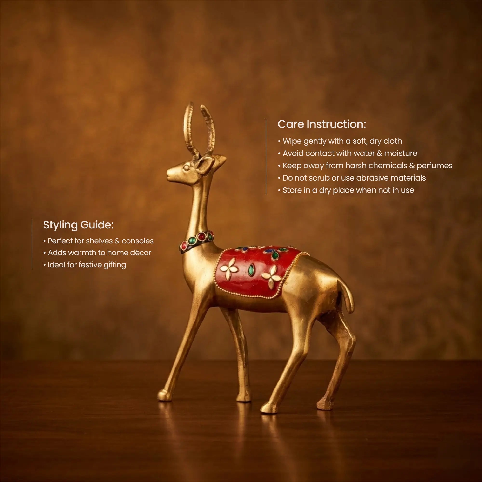 Standing Royal Brass Deer with Stonework