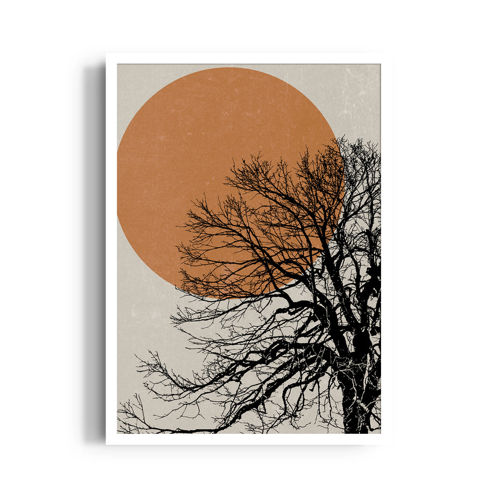 Amber Sun Bare Tree – Landscape Modern Wall Art