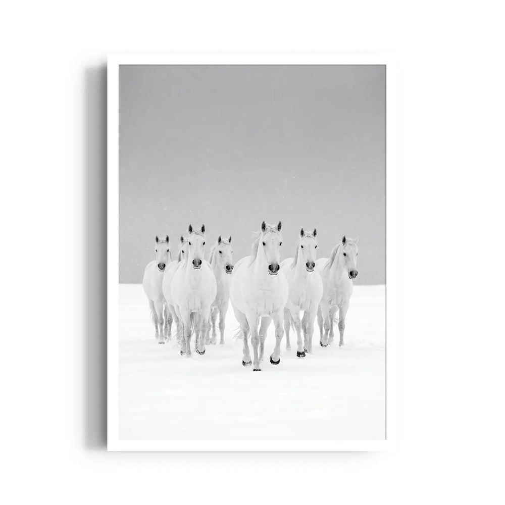 Arctic Frost Gallop — 7 Horses Vastu Art