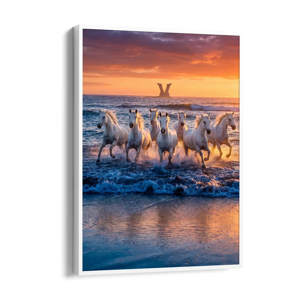 Majestic Shoreline Sprint - 7 Horses Wall Art