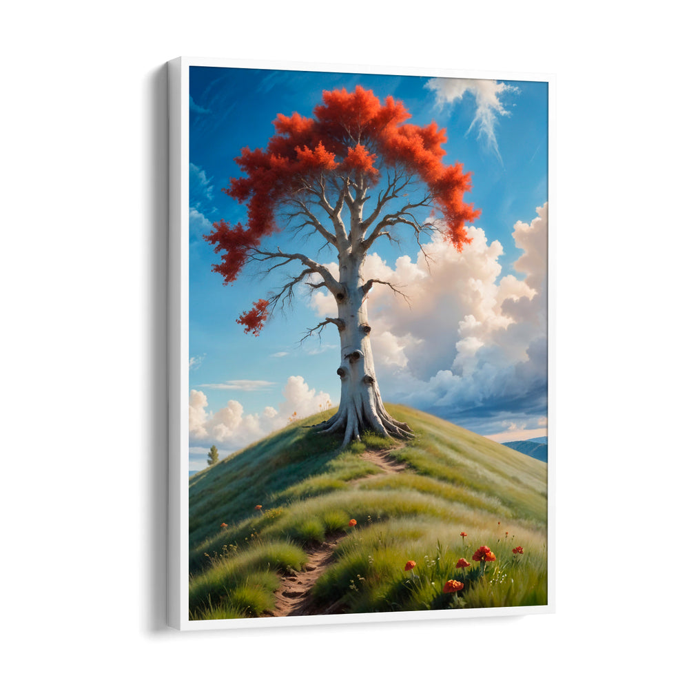 Scarlet Crown Hilltree – Landscape Modern Wall Art - Pillow Fights