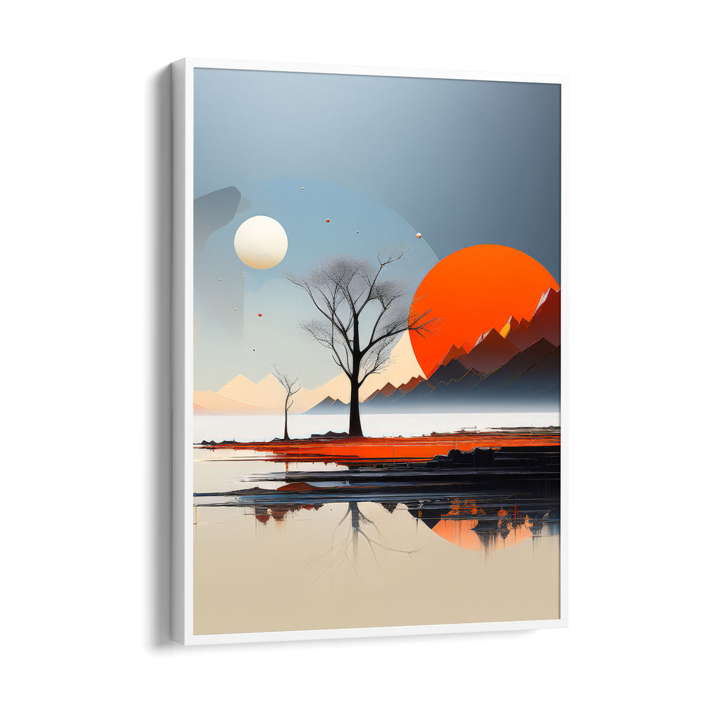 Twin Suns Silent Lake - Landscape Modern Wall Art