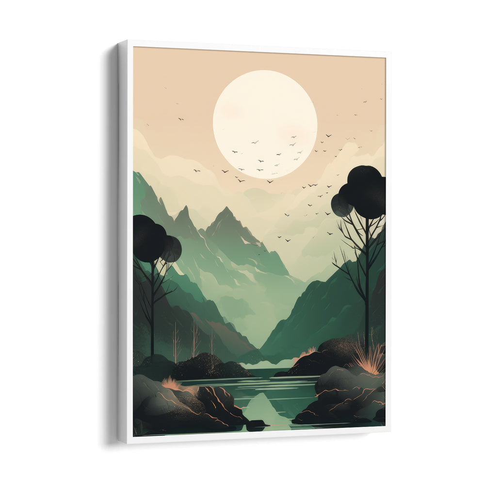 Emerald Valley Moonrise – Landscape Modern Wall Art - Pillow Fights