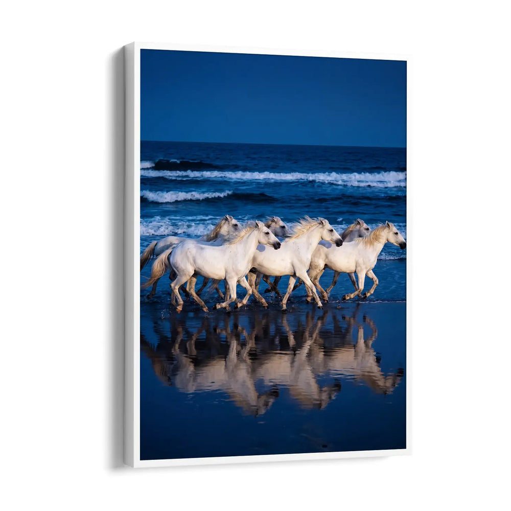 Cobalt Wave Gallop - 7 Horses Wall Art