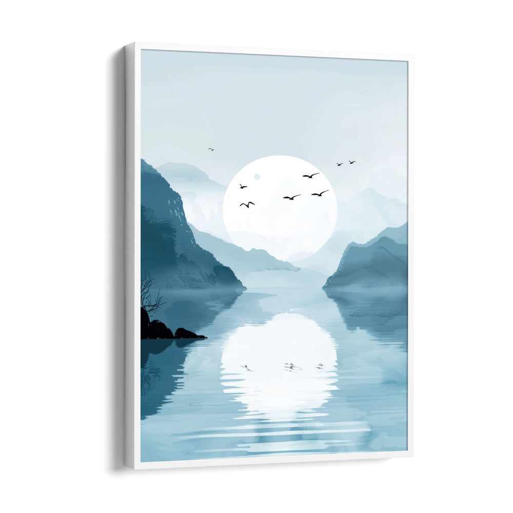 Silent Moonlake Mist – Landscape Modern Wall Art - Pillow Fights