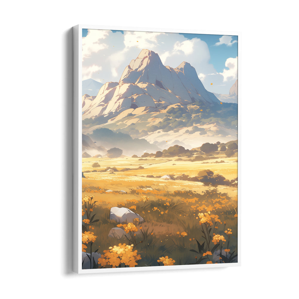 Golden Meadow Mountain Vista – Landscape Modern Wall Art - Pillow Fights