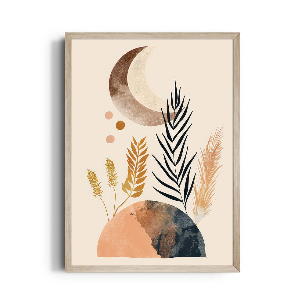Boho Lunar Botanical Landscape - Boho Modern Wall Art