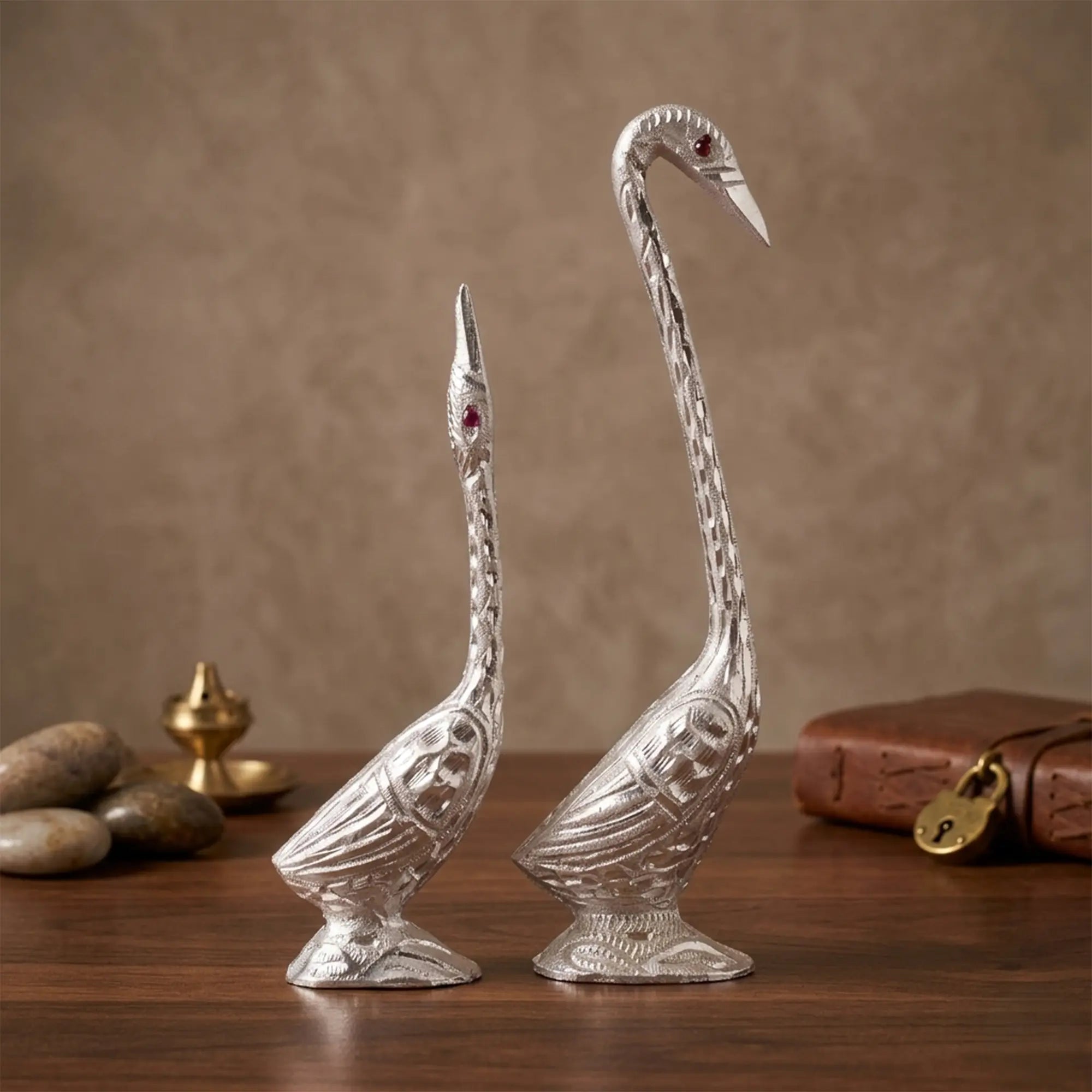 Royal German Silver Swan Pair – Handcrafted Decorative Sculpture