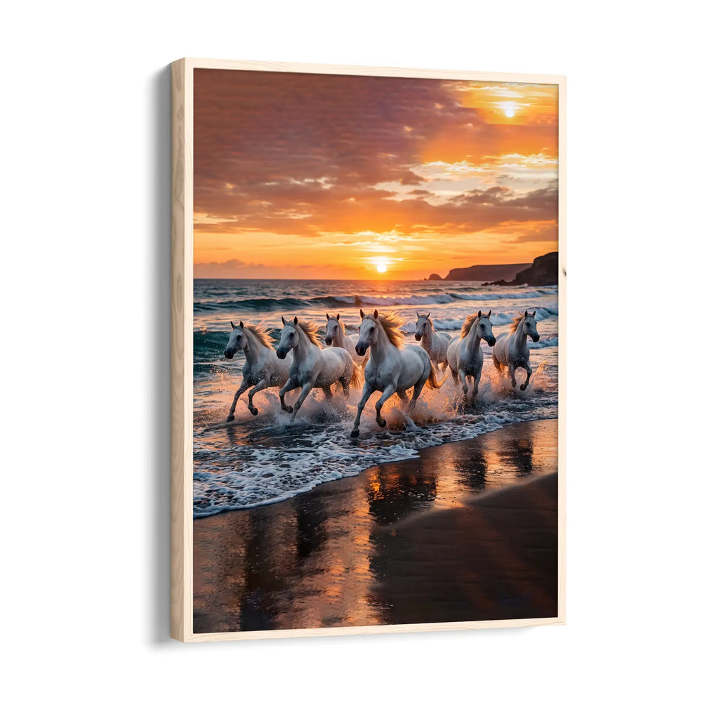 Golden Hour Gallop - 7 Horses Wall Art
