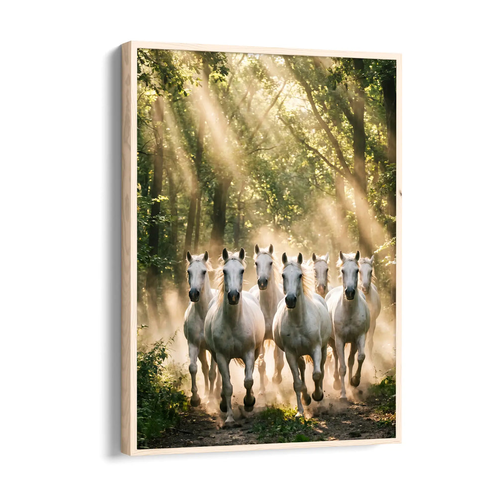 Enchanted Forest Gallop — 7 Horses Vastu Art