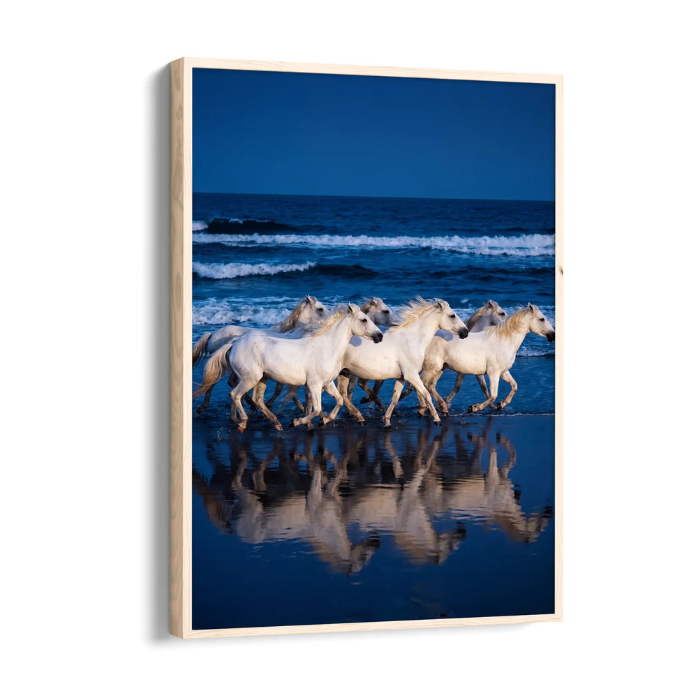 Cobalt Wave Gallop - 7 Horses Wall Art