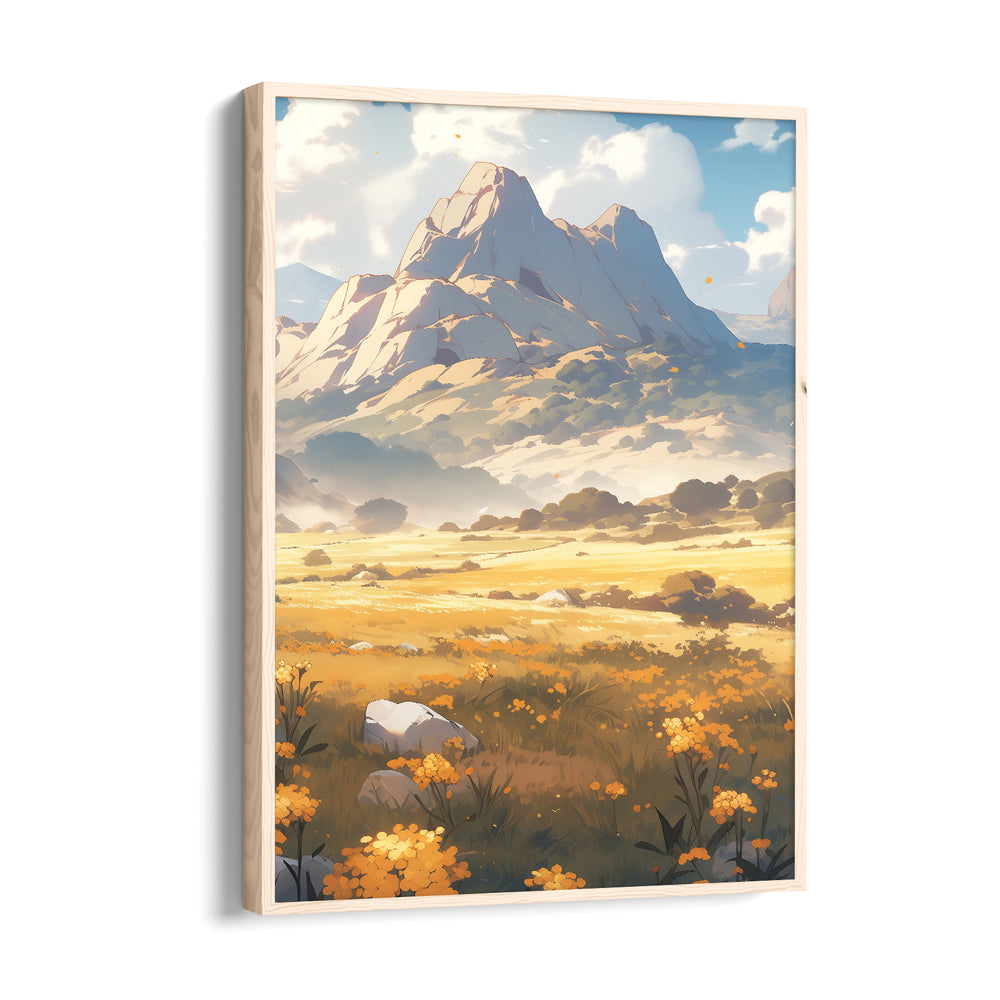 Golden Meadow Mountain Vista – Landscape Modern Wall Art - Pillow Fights