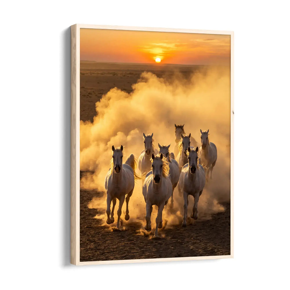 Desert Sunfire Gallop — 7 Horses Wall Art
