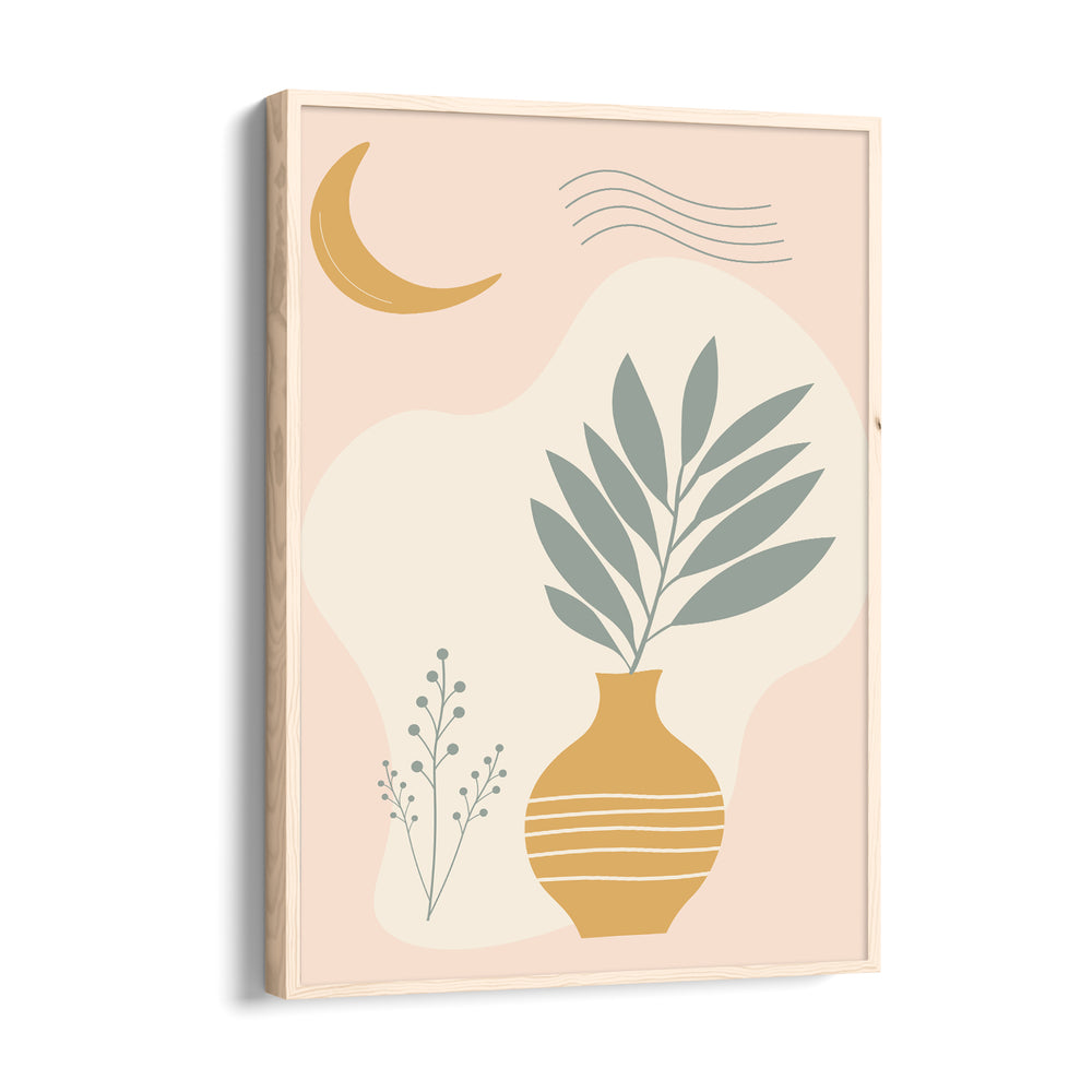 Boho Moonlight Botanical Vase - Boho Modern Wall Art