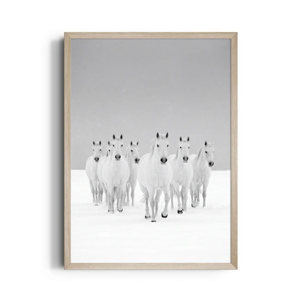 Arctic Frost Gallop — 7 Horses Vastu Art