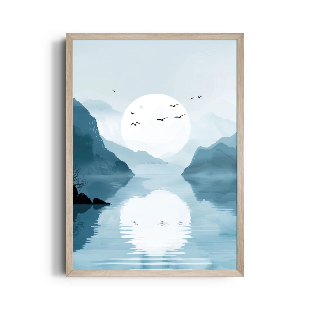 Silent Moonlake Mist – Landscape Modern Wall Art - Pillow Fights