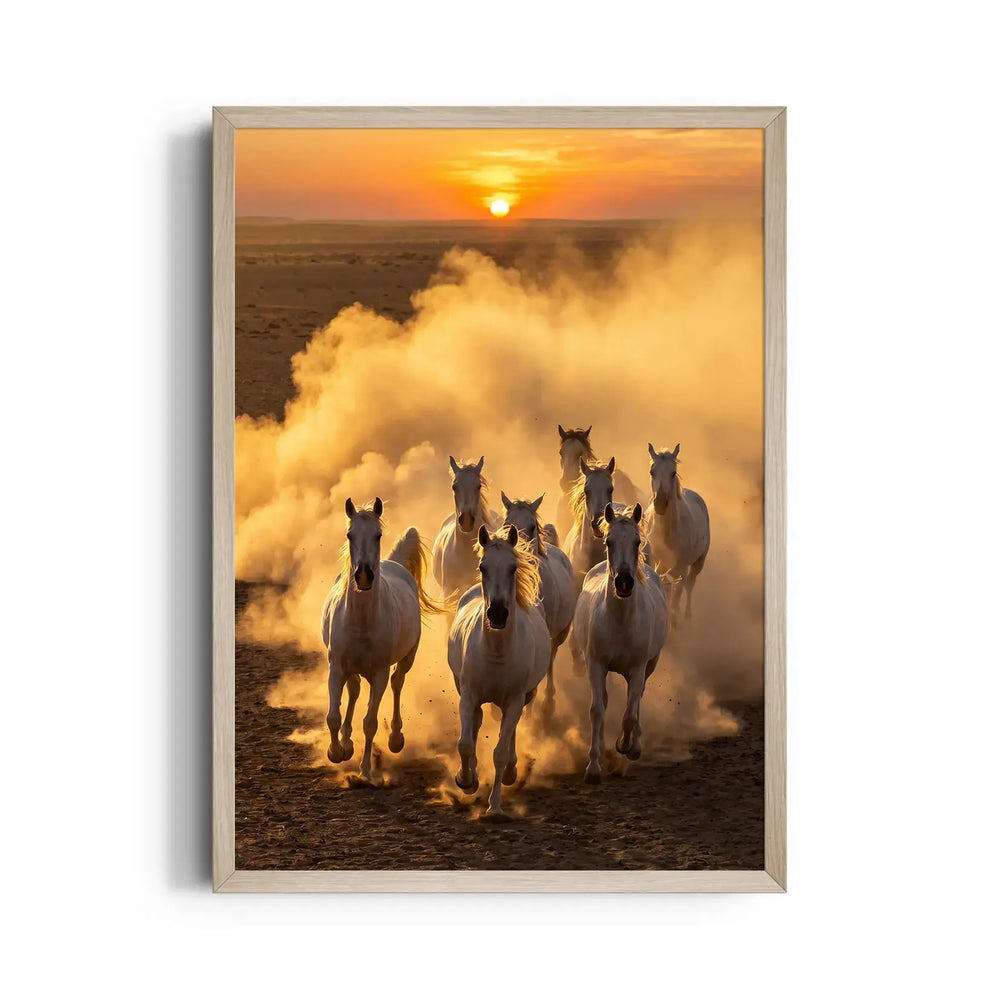 Desert Sunfire Gallop — 7 Horses Wall Art