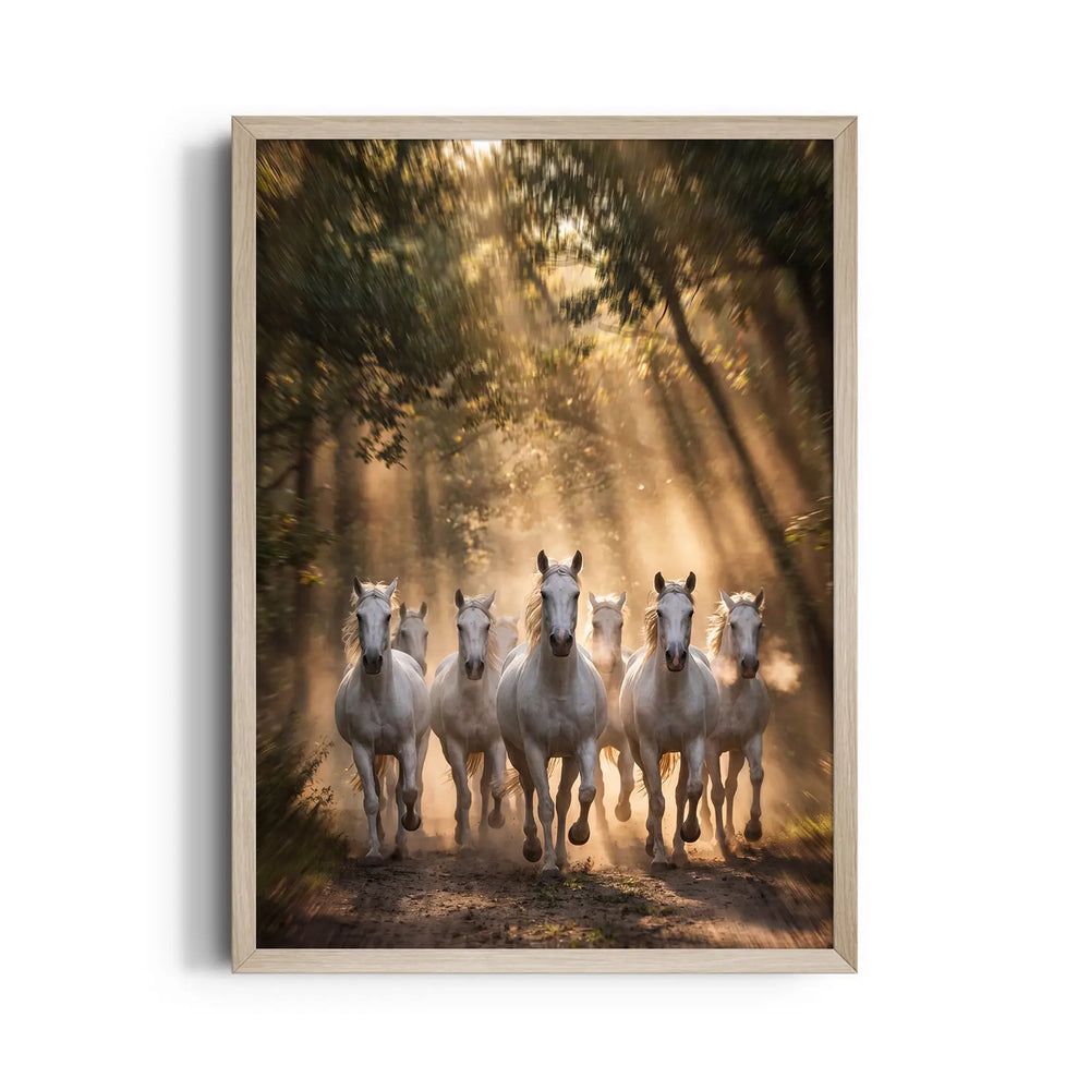 Radiant Woodland Sprint — 7 Horses Vastu Art