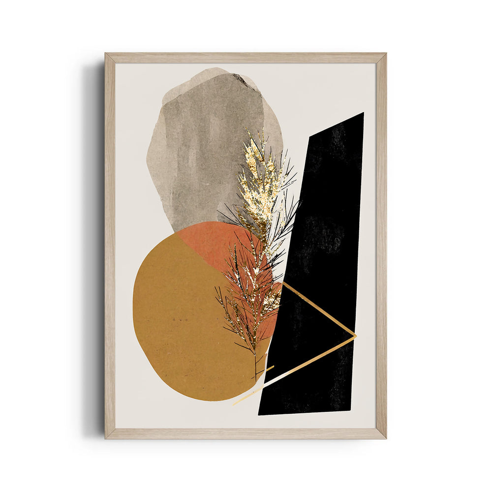 Golden Obsidian Botanical Fusion – Abstract Modern Art