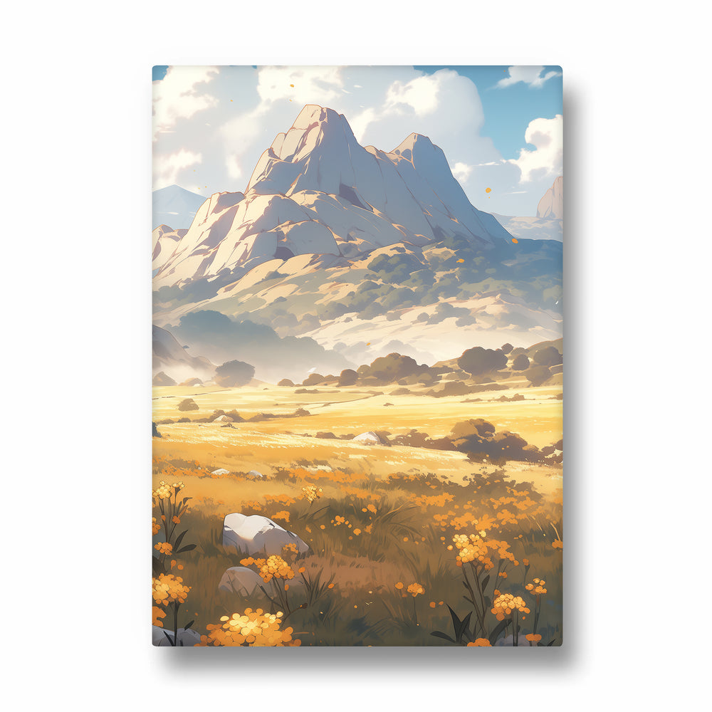 Golden Meadow Mountain Vista – Landscape Modern Wall Art - Pillow Fights