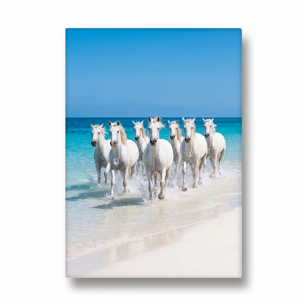 Azure Shoreline Sprint — 7 Horses Vastu Art