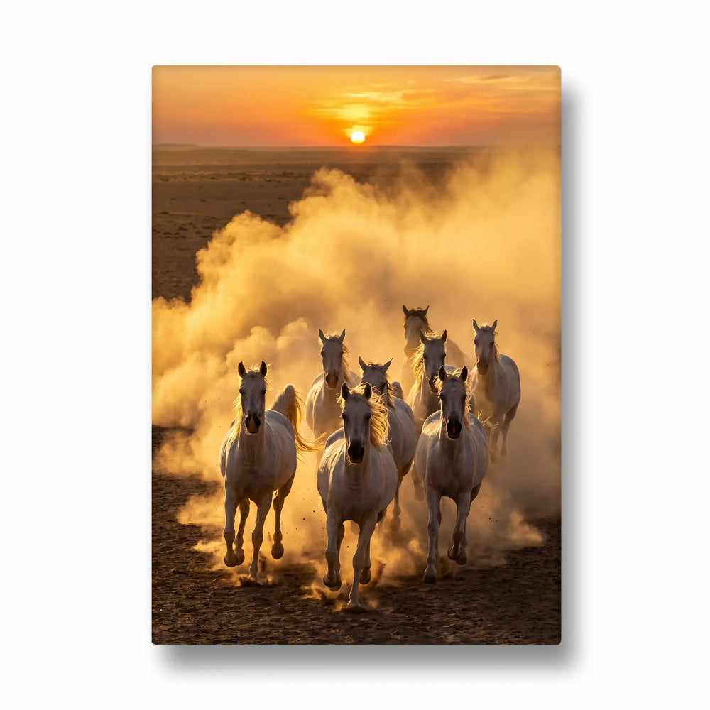 Desert Sunfire Gallop — 7 Horses Wall Art