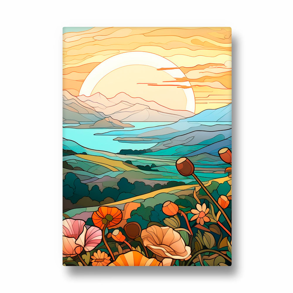 Sunrise Blossom Valley - Landscape Modern Wall Art