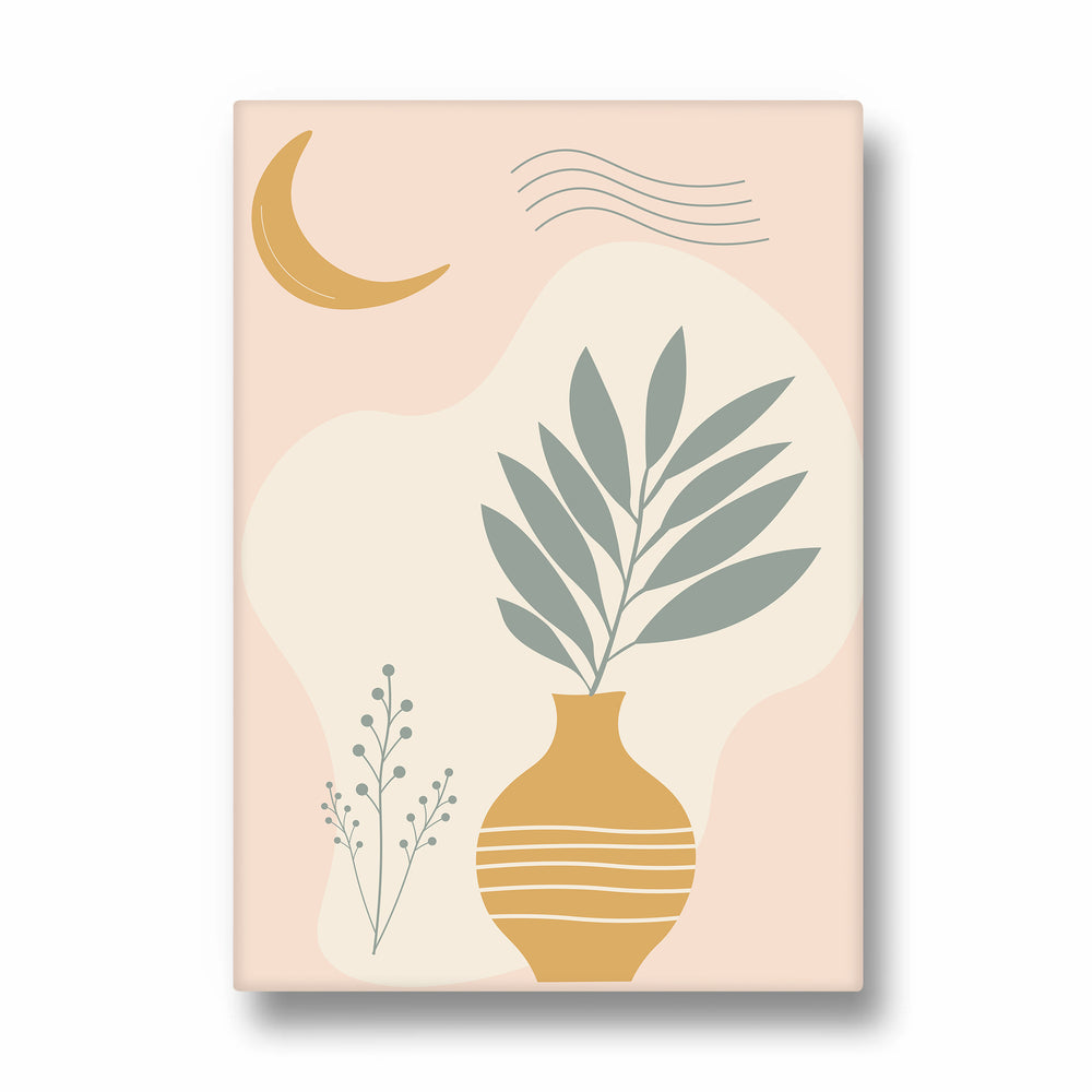Boho Moonlight Botanical Vase - Boho Modern Wall Art