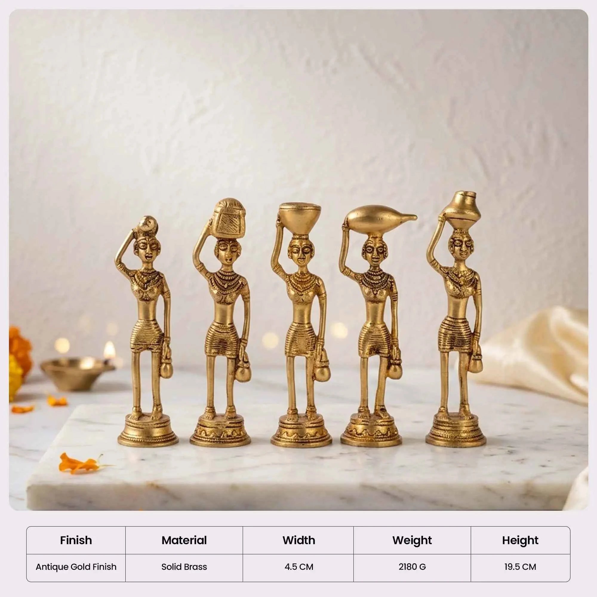 Tribal Heritage Brass Figurine Set