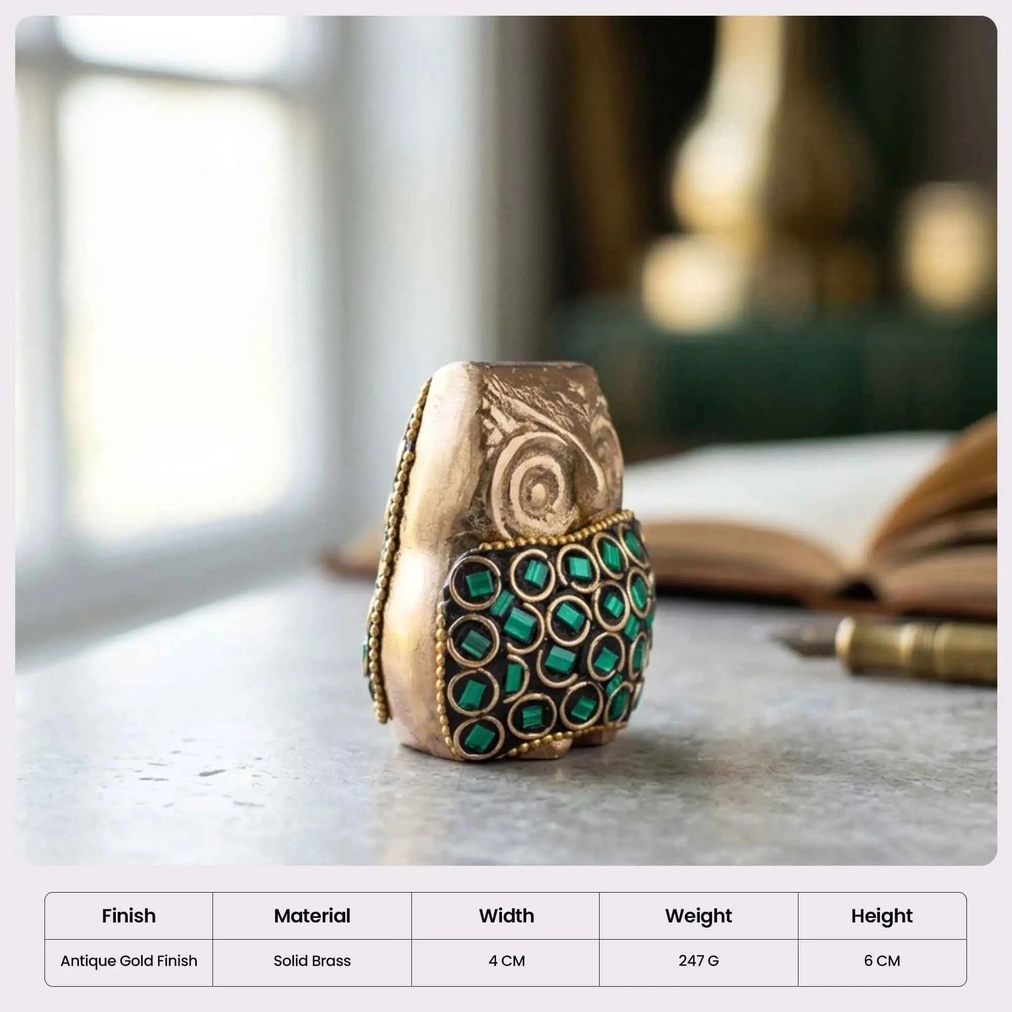 The Verdant Sage Mosaic Brass Owl