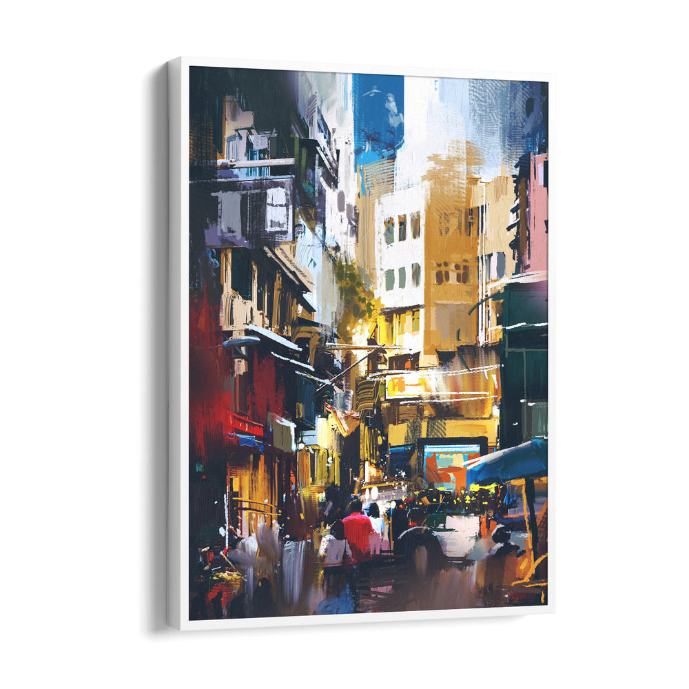 Abstract Urban Street Scene – Modern City Alley Wall Art