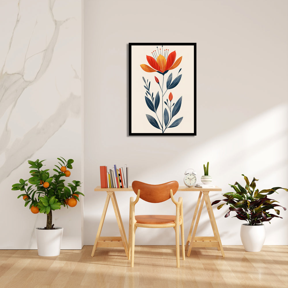 Amber Bloom Elegance - Botanical Wall Art - Pillow Fights