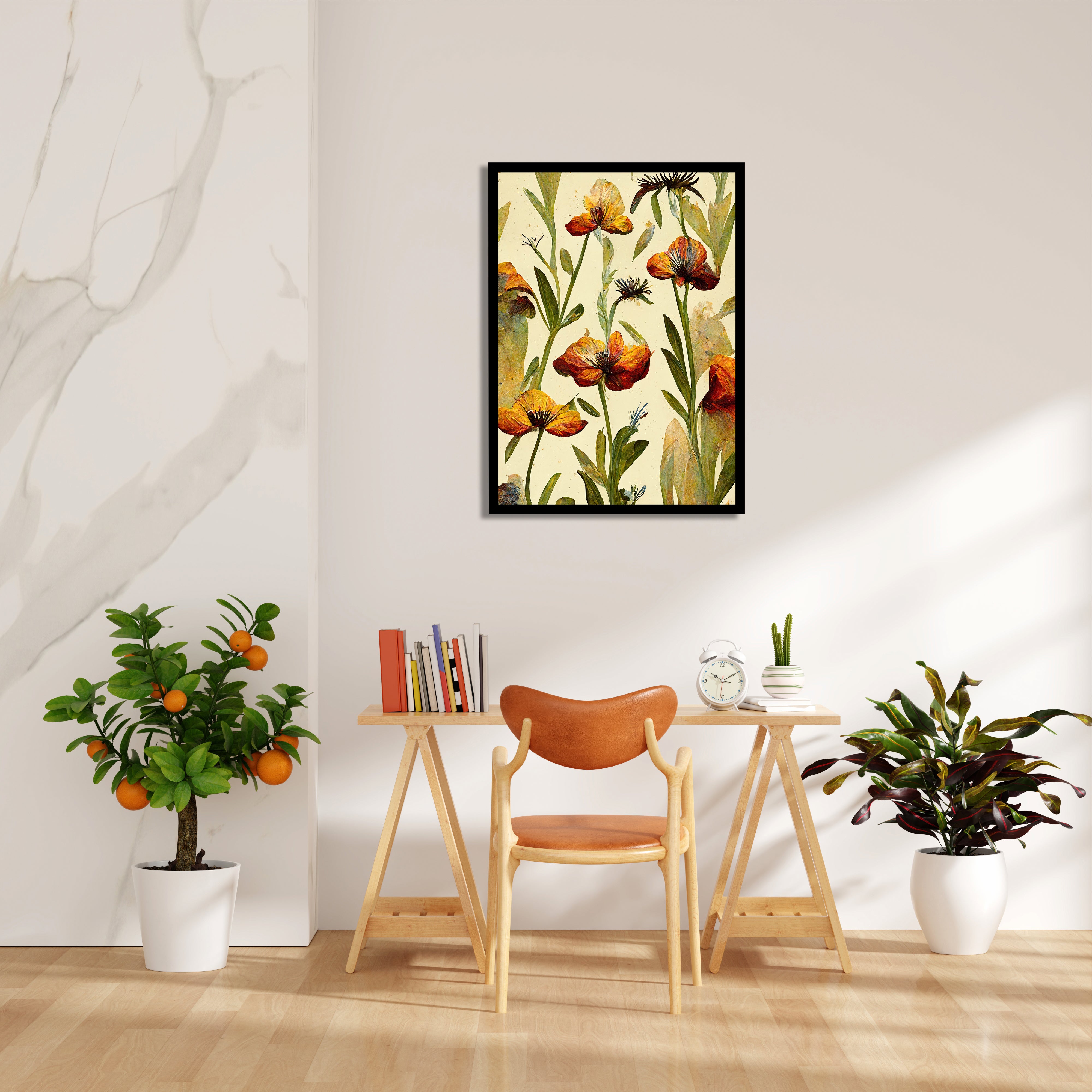 Amber Harvest Blooms - Botanical Wall Art