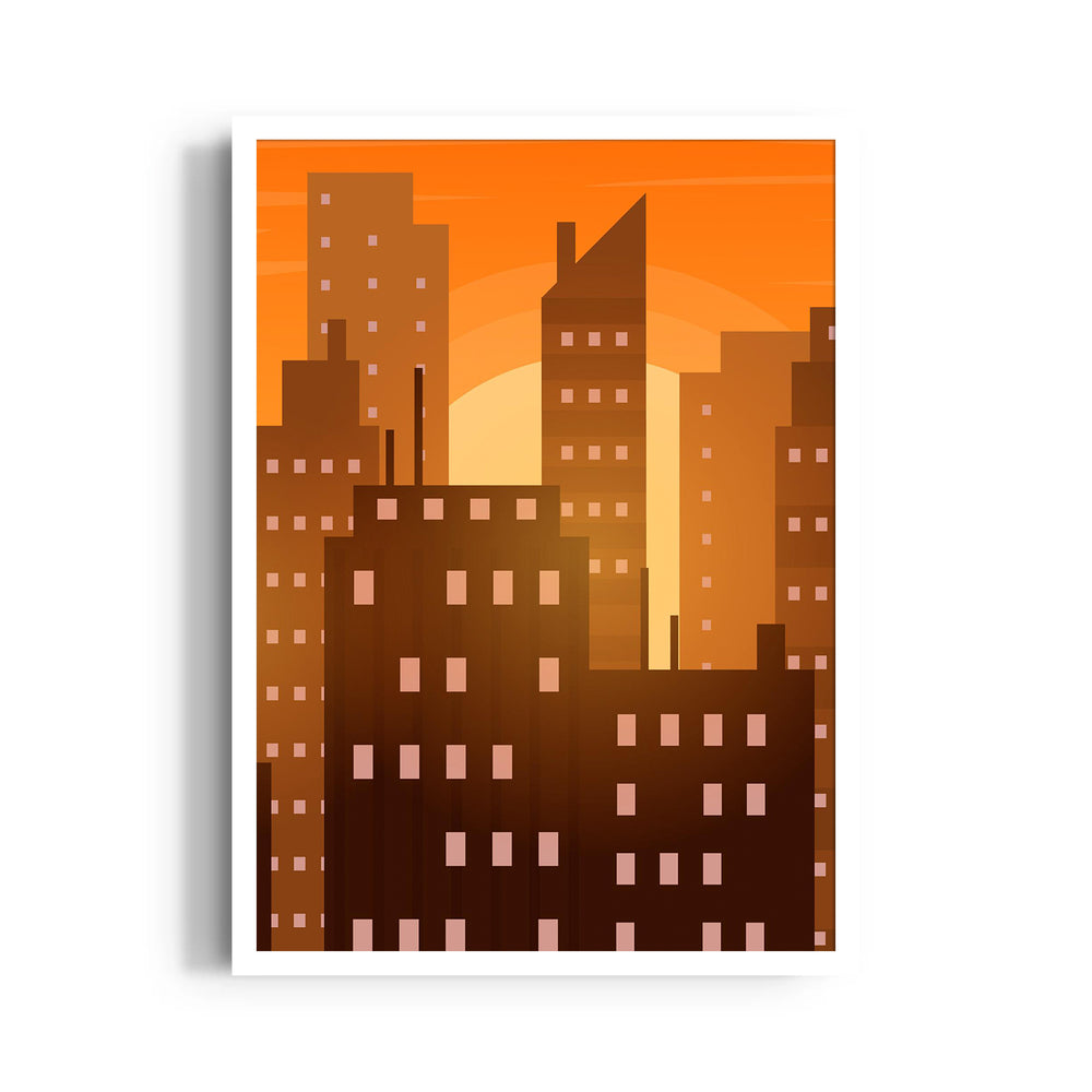 Amber Sunset Skyline - City Wall Art