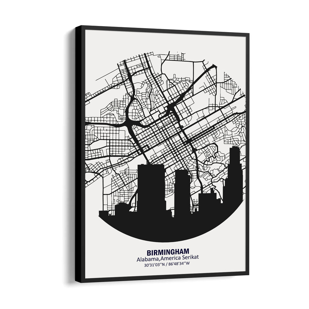Birmingham Skyline Grid - street map wall art