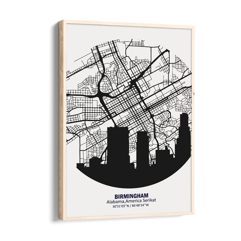 Birmingham Skyline Grid - street map wall art