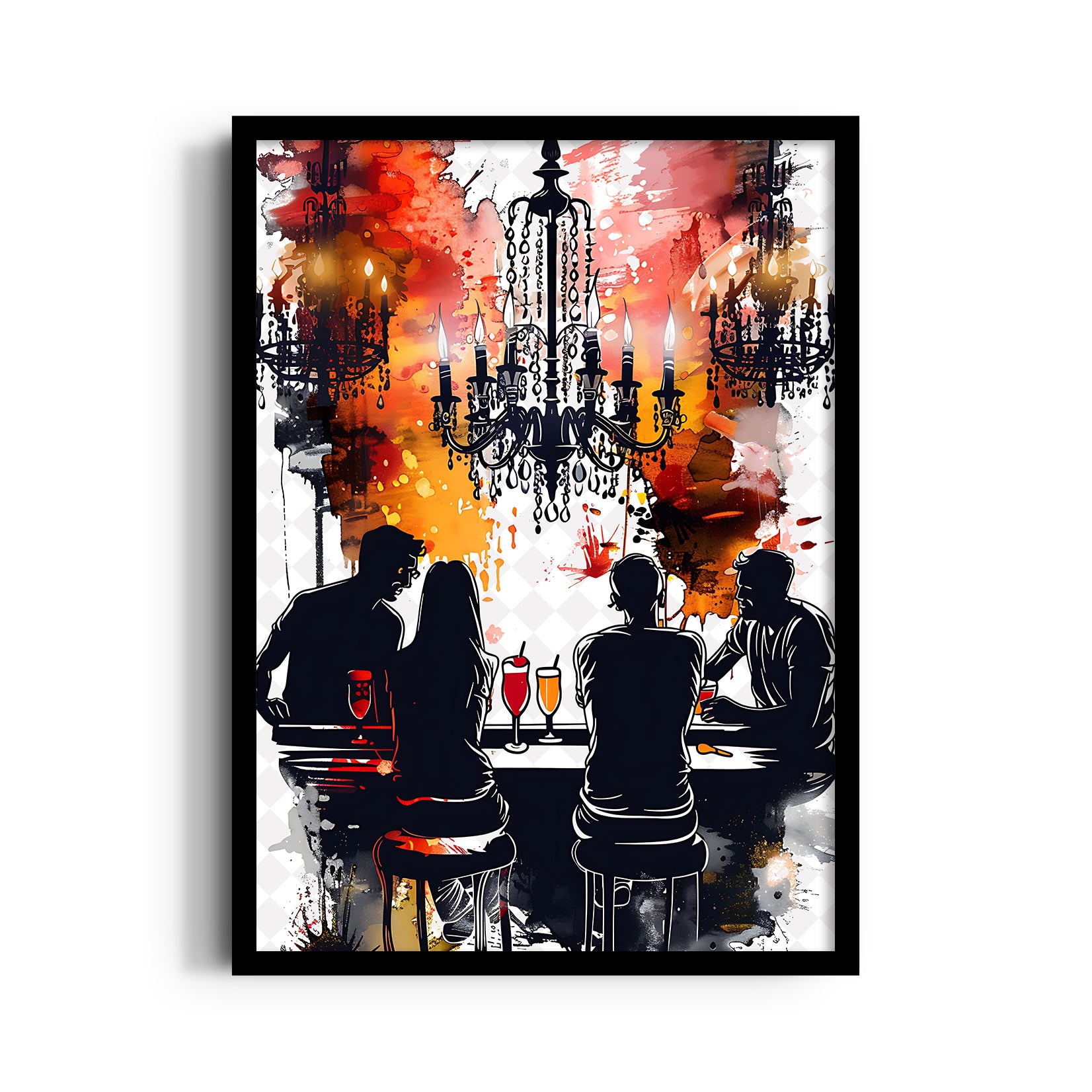 Chandelier Bar Conversations - Food & Bar Wall Art